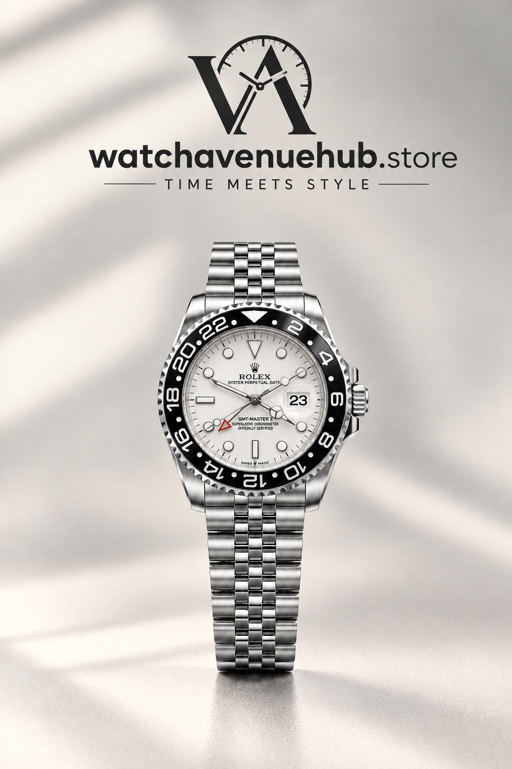 RLX Arctic Silver GMT – Premium Stainless Steel Watch