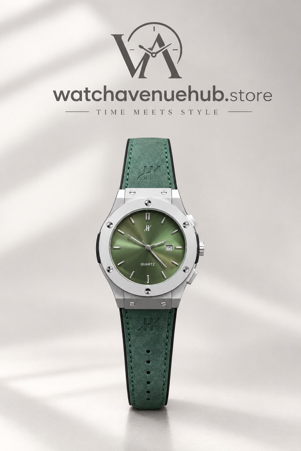 H Emerald Green Silver Fusion Watch