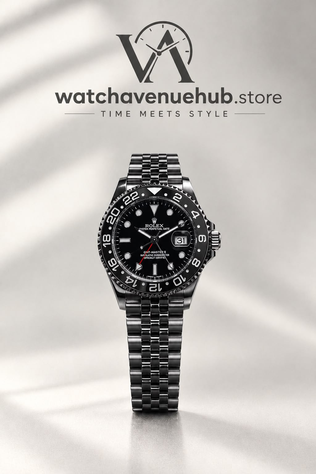RLX Luxury Black GMT Stainless Steel Watch