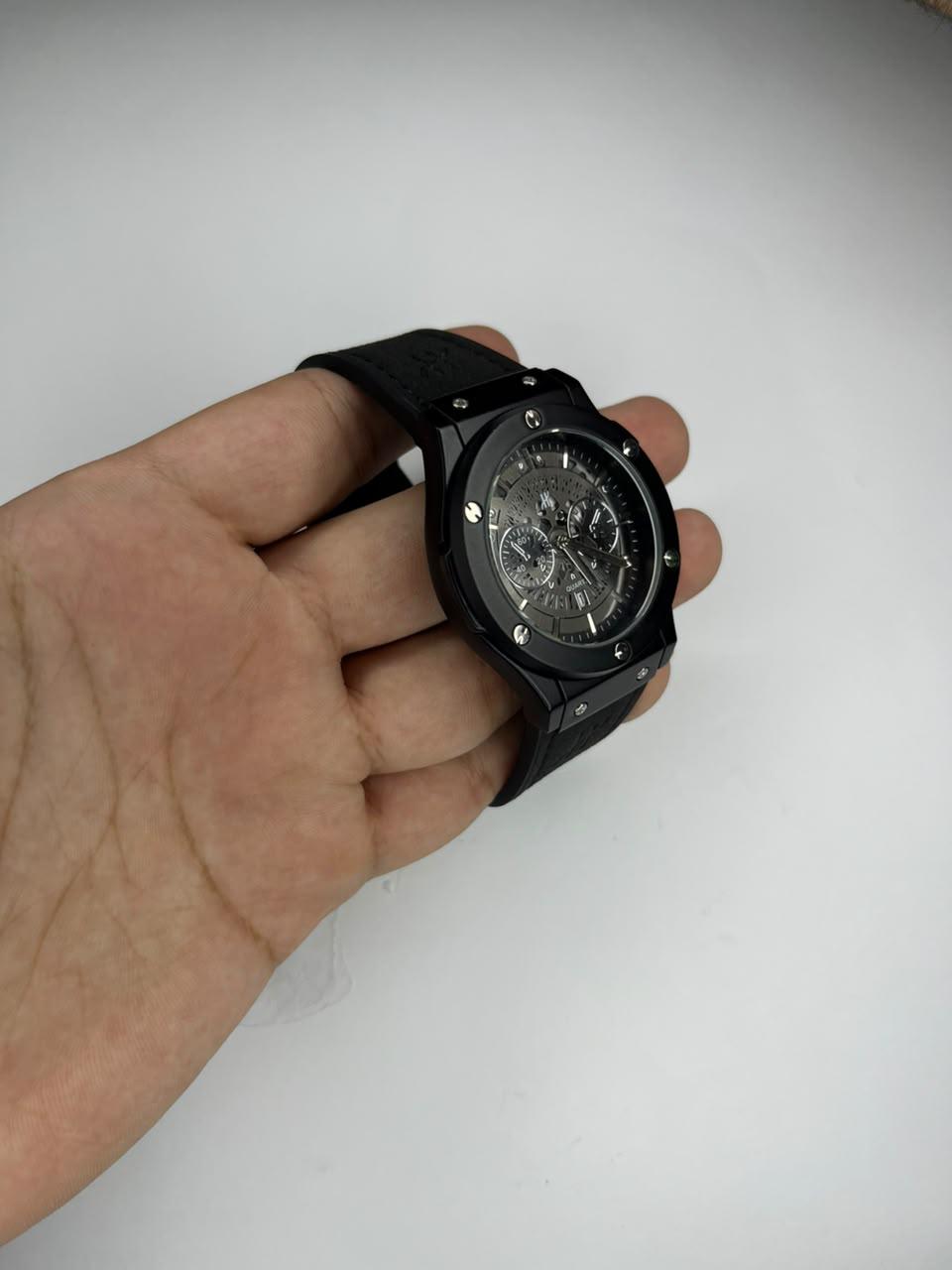 H Midnight Black Luxury Leather Watch
