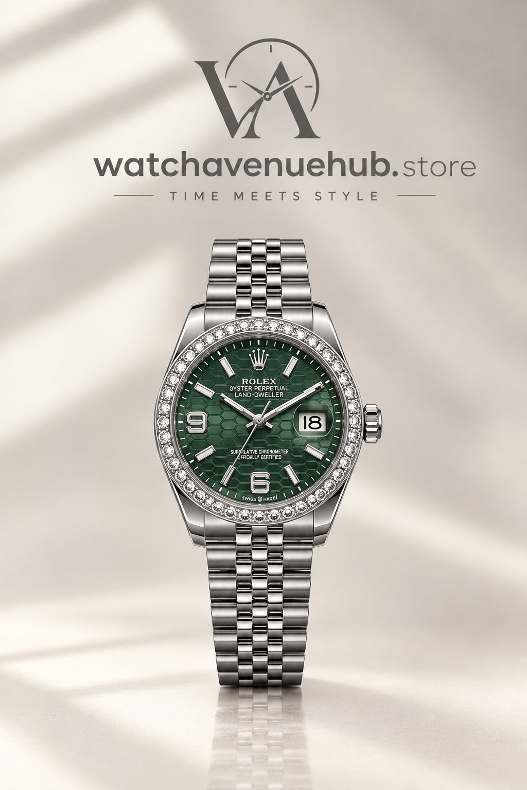 RLX Diamond Snow Silver Luxury Watch