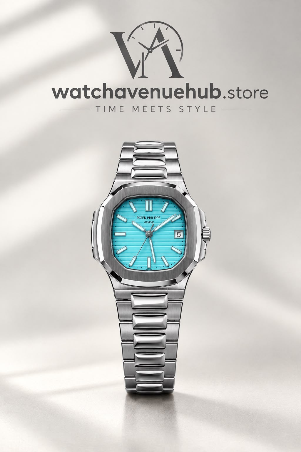 PP Silver Luxury Sports Watch with Black Dial
