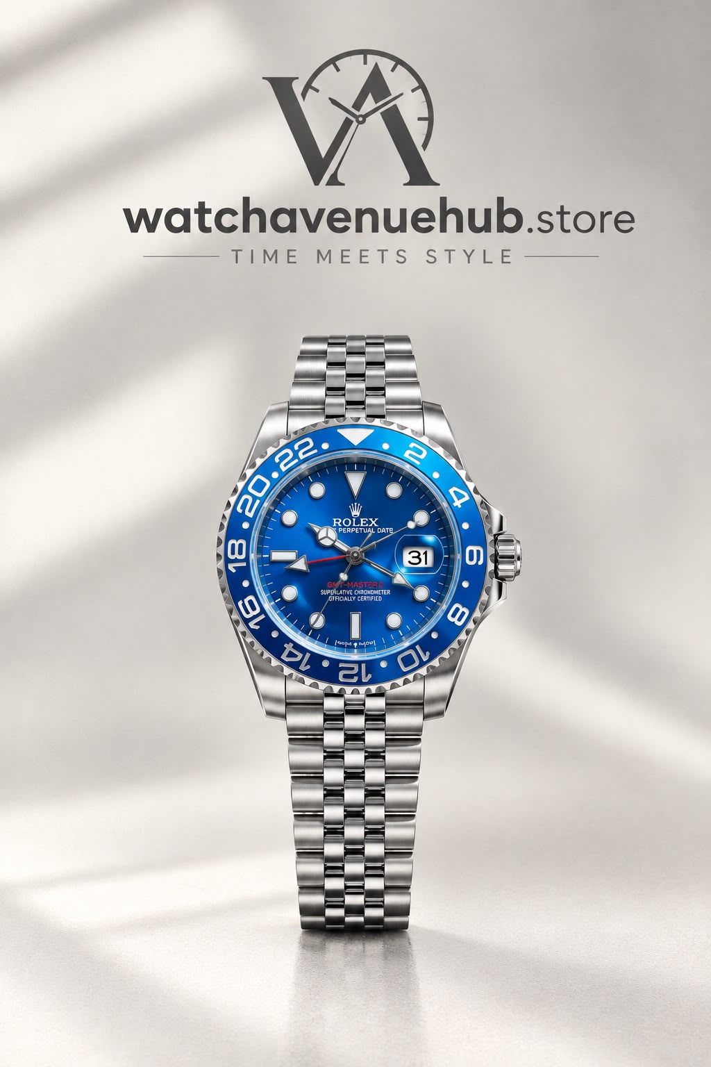 RLX Ocean Blue And Emerlled GMT – Premium Silver Luxury Watch