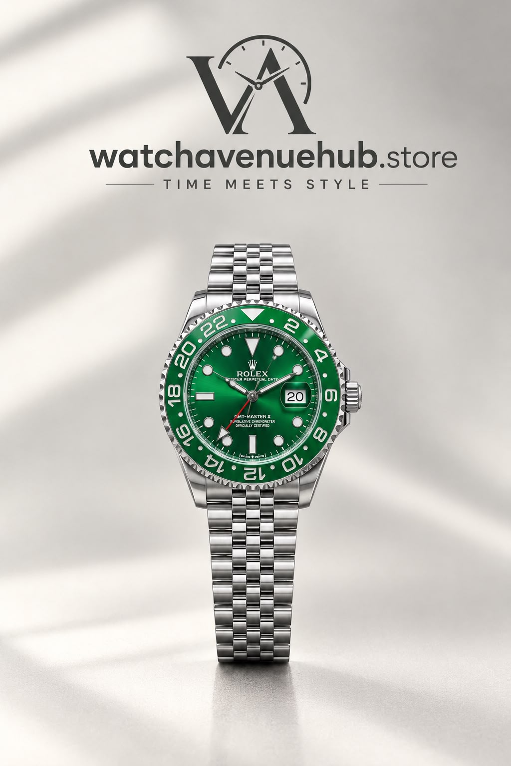 RLX Ocean Blue And Emerlled GMT – Premium Silver Luxury Watch