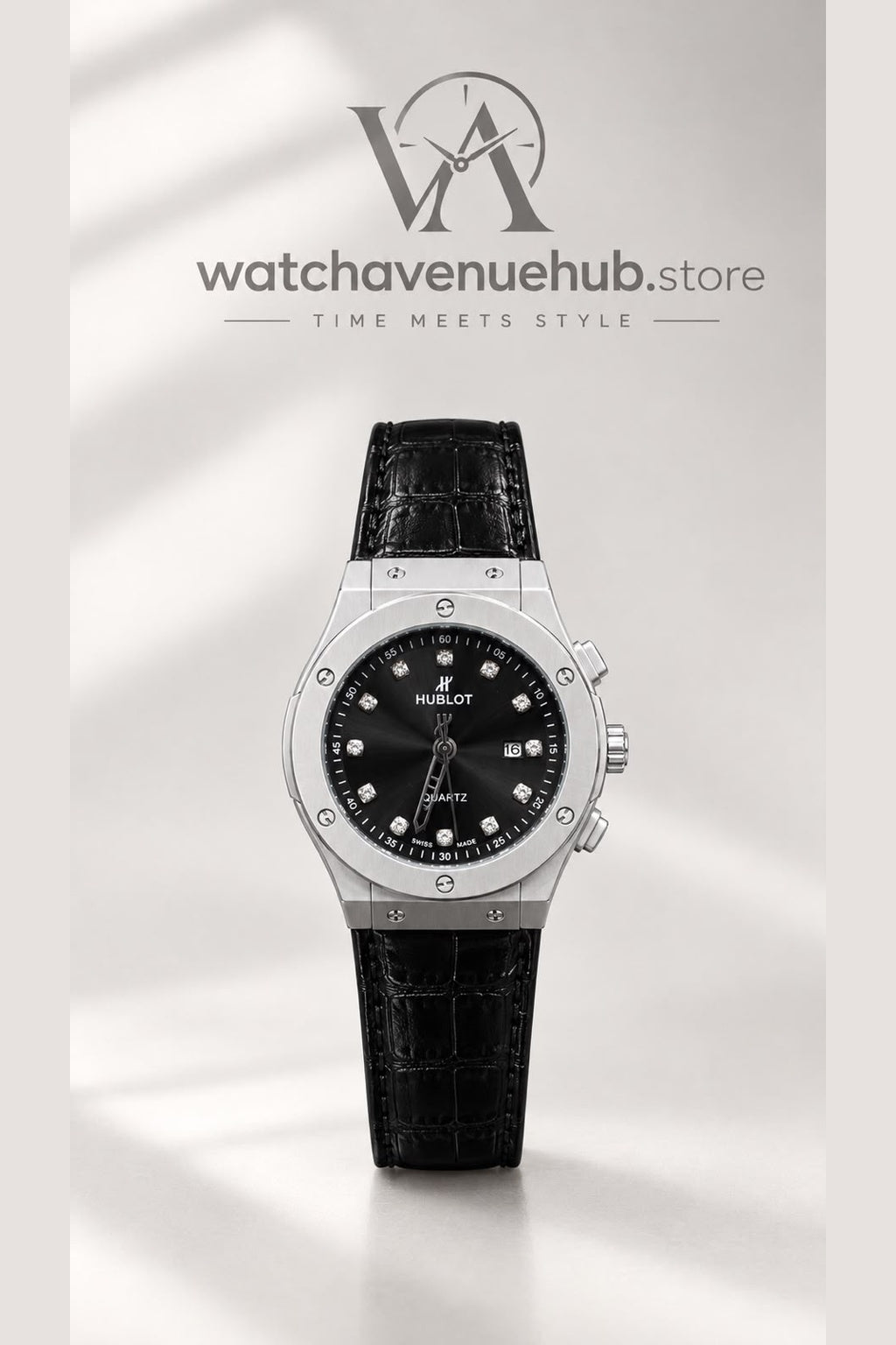 H Silver Noir Diamond Dial Watch